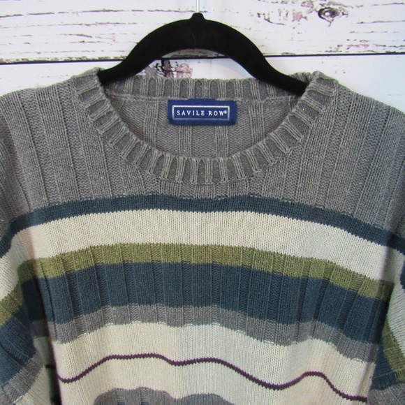 Savile Row men's striped crewneck sweater - Picture 2 of 5